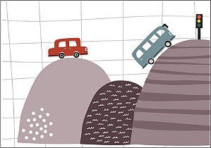 Quadro Infantil carros na montanha