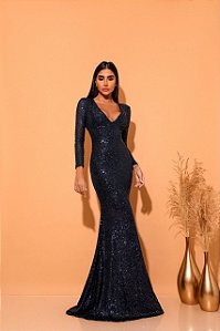 Vestido Longo Manuella Azul Marinho