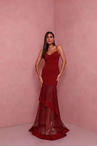 Vestido Longo Canne Marsala