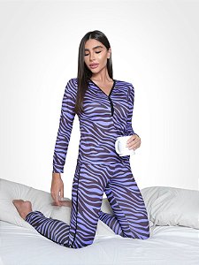 Pijama Longo Zebra Roxo