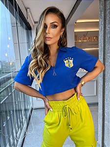 Cropped Polo Brasil Azul