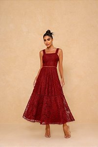 Vestido Longuete Saory Marsala