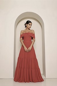 vestido longo terracota - Labonna