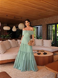 Vestido Longo Ombre Verde
