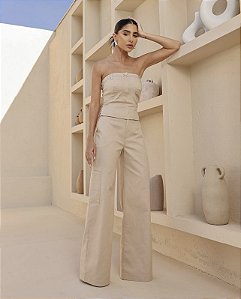 Calça Pantalona Deli Areia