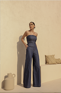Calça Pantalona Deli Azul