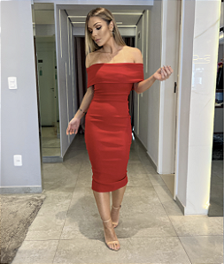 Vestido Midi Lorena Vermelho