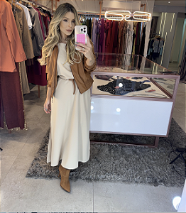Vestido Midi Fabi Areia