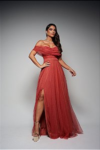 Vestido Longo Luiza Terracota