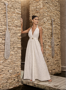 Vestido Longo Bordado Larissa Branco