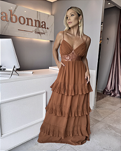 Vestido Longo Celine Mocha Mousse