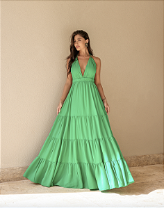 Vestido Longo Frente Unica Tania Verde