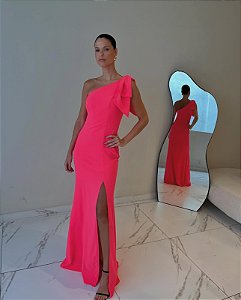 Vestido Longo Crepe Laço Pink