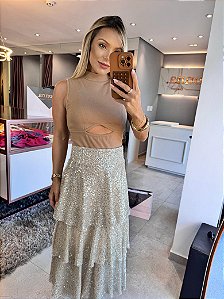 Blusa Gola Cloe Areia