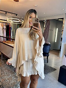 Vestido Capa Boho Areia