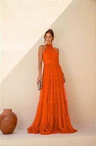 Vestido Longo Microtule Gio Coral