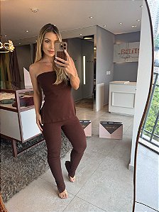 Conjunto Tomara que Caia Cloe Marrom