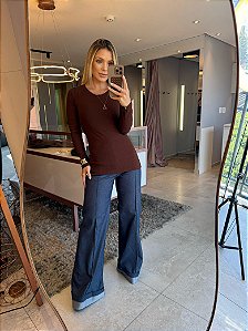 Blusa Alongada Allure Marrom