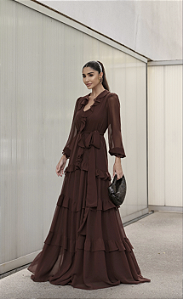 Vestido Longo Paris Marrom