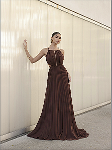 Vestido Longo Aurora Marrom