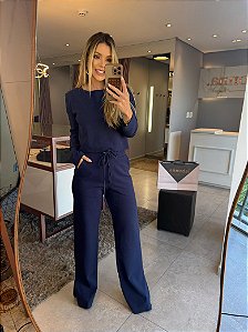Conjunto Cloe Manga Longa Azul Marinho