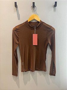 Blusa Microtule Karol Marrom