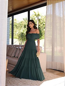 Vestido Longo Ombre Verde Militar