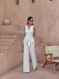 Conjunto Alfaiataria Colete Fafa Branco