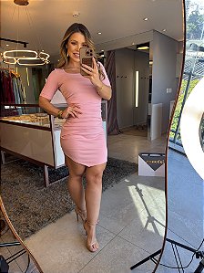 Vestido Curto Assimétrico Juju Rosa