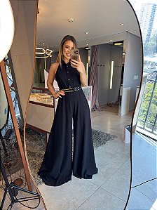 Macacão Pantalona Tencel Preto