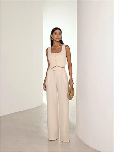 Conjunto Colete Cós Duplo Areia