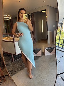 Vestido Midi Assimétrico Luiza Azul