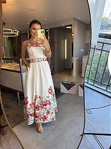 Vestido Midi Estampado Fresh Vermelho