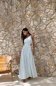 Vestido Longo Listrado Fatima Verde