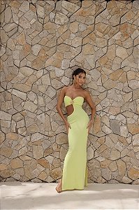 Vestido Longo Tomara Que Caia Mar Amarelo