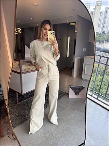 Conjunto Cloe Manga Longa Areia