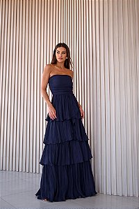 Vestido Longo Glenda Azul Marinho