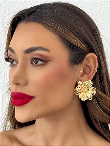 Brinco Folheado Flor Dourado