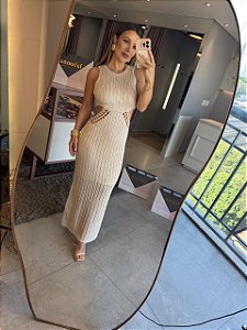Vestido Midi Tricot Iza Areia