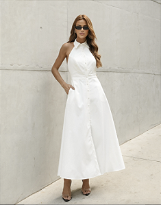 Vestido Gola Botoes Off