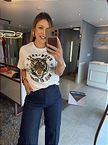 Camiseta Bordada Wild Trigre Branco