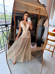 Vestido Longo Notturno Dourado