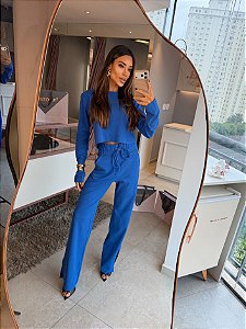 Conjunto Cloe Manga Longa Azul Royal