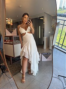 Vestido Longuete Bordado Lara Branco