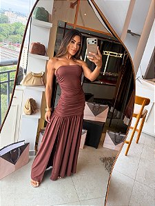 Vestido Jersey Tomara Que Caia Paula Marrom