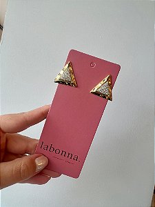 Brinco Triangular Dourado Zirconia Dourado