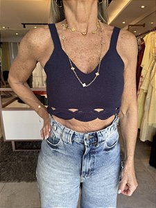 Cropped Modal Lizzie Azul Marinho