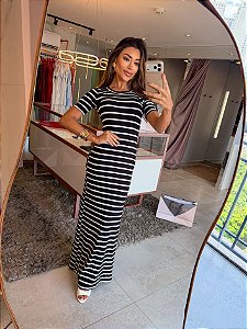 Vestido Longo MC Listras Preto