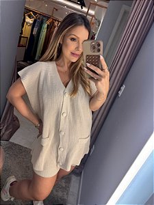 Conjunto Colete Tricot Areia