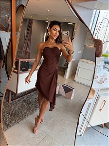 Vestido Assimétrico Stella Marrom